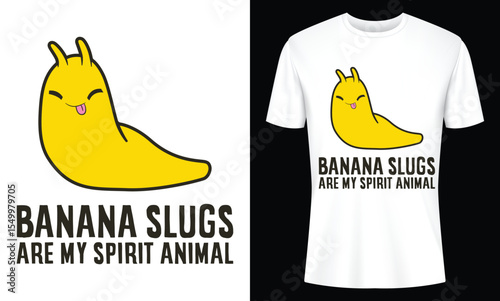 Cute Banana Slug Spirit Animal T-shirt Design Graphic featuring a whimsical yellow slug perfect for apparel prints and merchandise