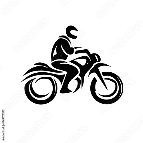 a black silhouette of a man riding a motorcycle biker, black, man, motorcycle, motorcyclist, person, ride, silhouette , Generative art.