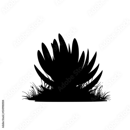 a silhouette of an agave on a white background black, grass, silhouette , Generative art.