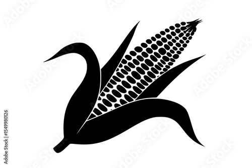 a black silhouette of an ear of corn on a white background black, cob, corn, ear, icon, illustration, silhouette , Generative art.
