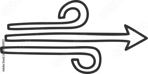 Black wind lines icon with swirl, air flow and motion symbol