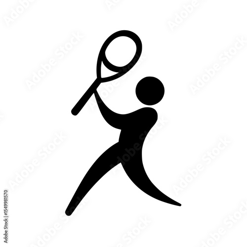 a black silhouette of a tennis player holding a racket and ball in his hand ball, black, hand, hold, icon, man, racket, silhouette, tennis, tennis player, tennis racket , Generative art.