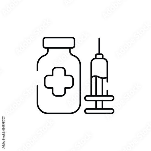 Vaccine icon design with white background stock illustration