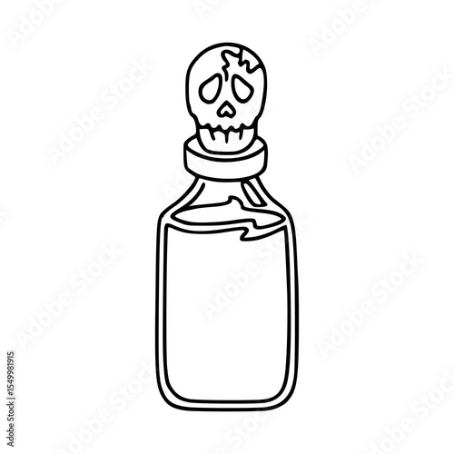 poison bottle with skull cap vector outline