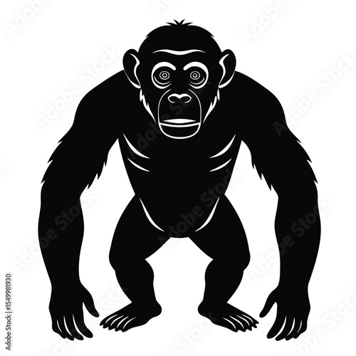 chimpanzee silhouette vector on white background