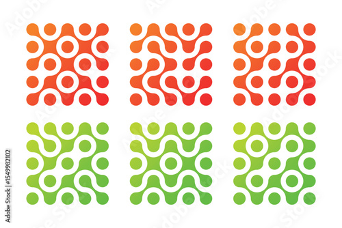 Abstract bright gradient Connect pattern. Set of vector geometric patterns with bright connected dots on white background.