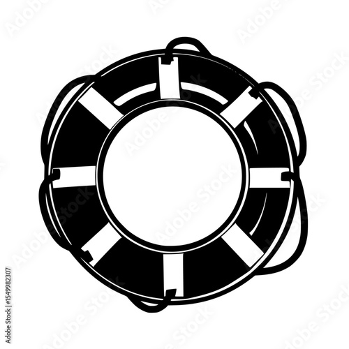 a black and white icon of a life preserver black, icon, illustration, symbol, white , Generative art.