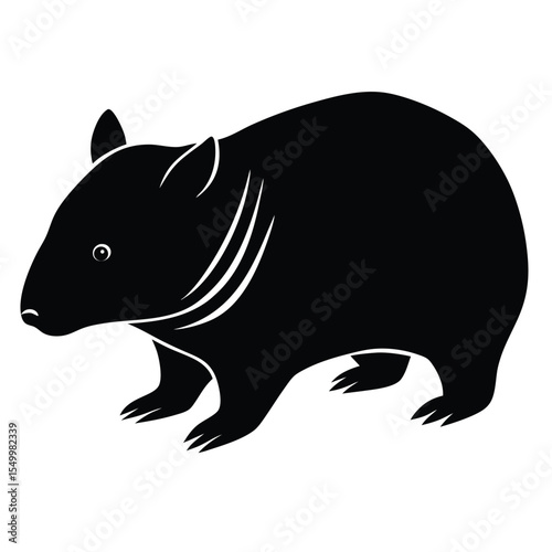 wombat setting silhouette vector on white background