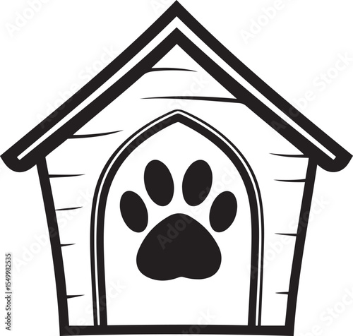 Simple and clean Dog or Animals House icon vector illustration, Isolated line art vector of Dog or Animals House, Dog or Animals House silhouette vector icon