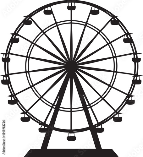 Simple and clean vector icon design of Ferris wheel, Silhouette vector art of Ferris wheel, Line art vector icon of Ferris wheel