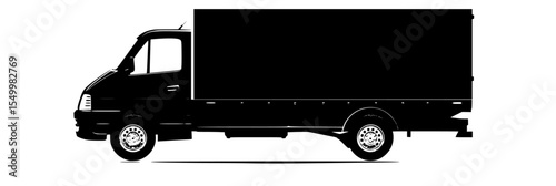 a black silhouette of a truck on a white background black, silhouette, truck, van , Generative art.