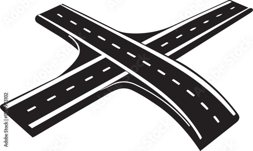 Stylish vector illustration of road surface, road surface line art vector icon design, road surface silhouette vector