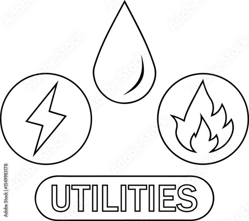Modern vector illustration of Utilities, Silhouette vector art of Utilities, Utilities isolated line art vector icon design