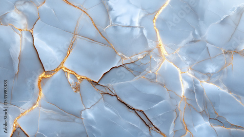 Elegant blue marble with golden veins and intricate patterns