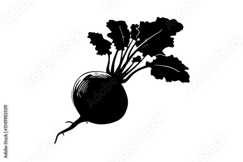 a black silhouette of a radish on a white background illustration black, icon, illustration, picture, radish, silhouette, style , Generative art.