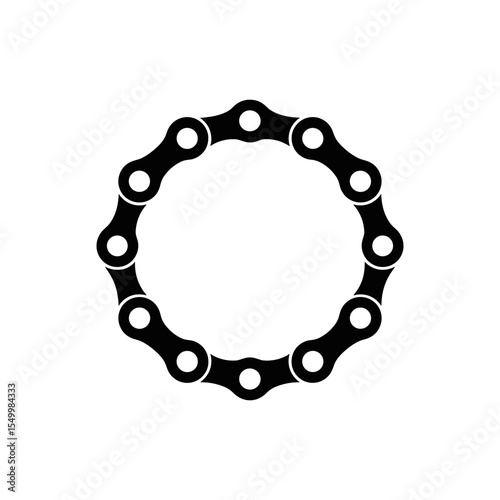 Circular Cycle Chain: A close-up studio shot of a bicycle chain forming a perfect circle, a bold graphic representation of continuity, strength, and the interconnectedness of mechanical components.
