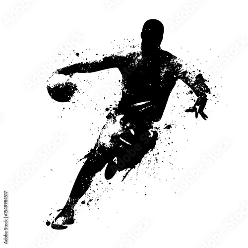 a silhouette of a soccer player kicking a ball ball, basketball player, football player, kick, silhouette, soccer ball, soccer player , Generative art.