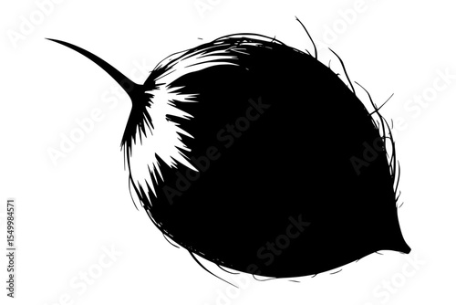 a black and white illustration of a cat's head with a fluffy tail black, hair, head, illustration, silhouette, tail , Generative art.