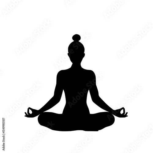 a black silhouette of a woman doing yoga black, pose, silhouette, sit, woman, yoga , Generative art.