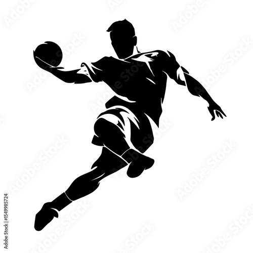 a black silhouette of a basketball player kicking a ball ball, basketball player, black, kick, man, silhouette , Generative art.