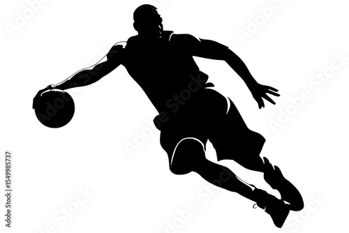 a black silhouette of a rugby player with a ball or football ball, basketball, basketball player, black, football, man, rugby player, silhouette , Generative art.