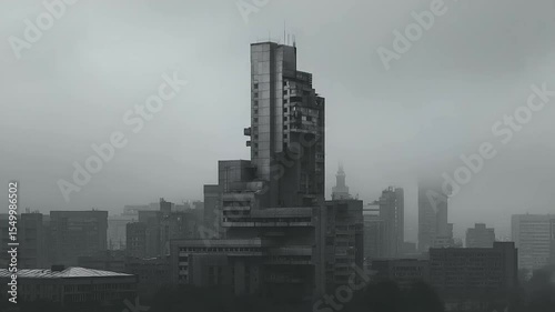 Brutalist Architecture in Moody Grayscale Tones