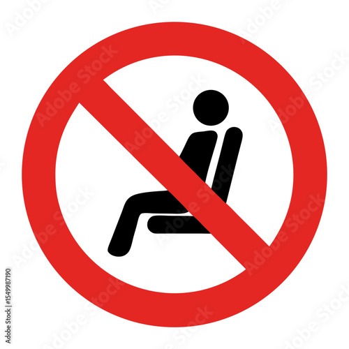 No Sitting Symbol Inside a Red Circle for Safety Guidelines, Public Awareness, and Regulatory Signage  