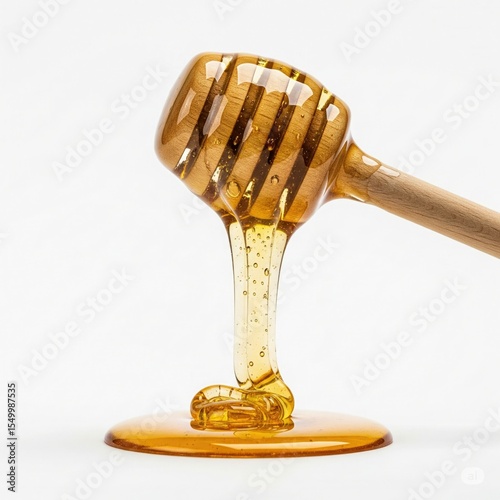 honey dripping from wooden spoon