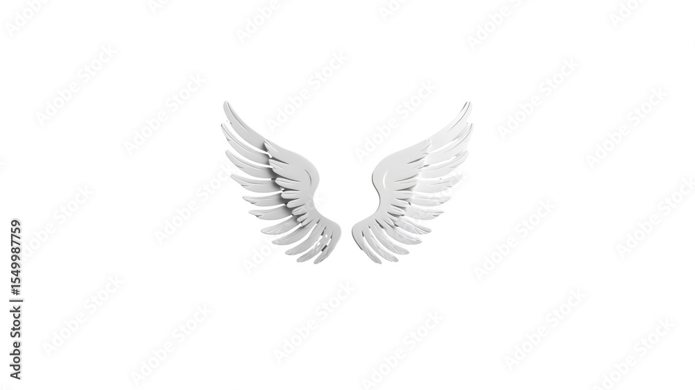 Obraz premium Elegant 3D Rendered White Angel Wings on Transparent background Symbol of Freedom, Hope, and Faith