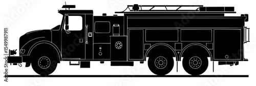 a black and white drawing of a fire truck black, drawing, fire truck, silhouette, truck , Generative art.