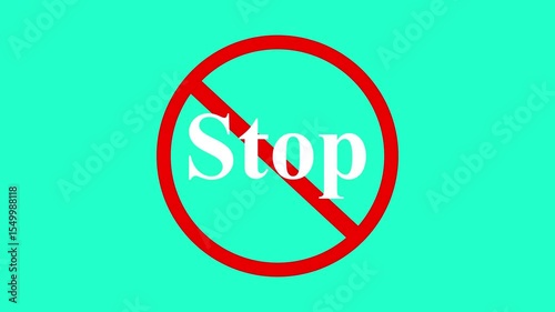 Stop Symbol Animation Red Circle Warning Minimalist Stop Warning Sign on the black background.