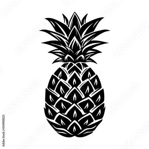 black silhouette of a pineapple on a white background black, icon, pineapple, silhouette , Generative art.