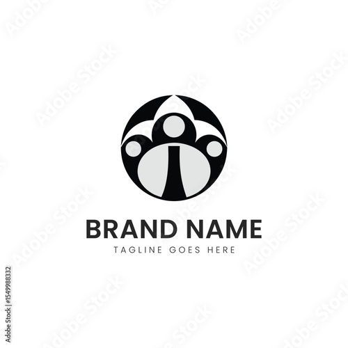 Modern logo featuring stylized figures in a circular design, symbolizing unity and community. The color palette is monochromatic, enhancing the sleek, professional look.