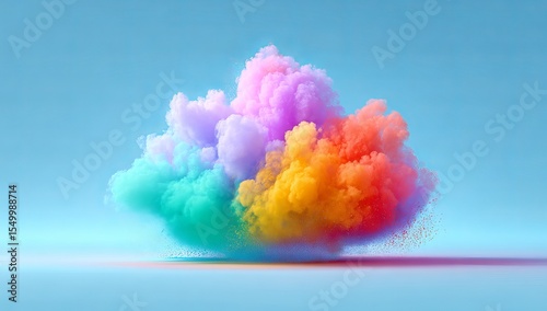 Colorful powder explosion, pastel colors flying in the air, white background, studio shot, centered composition, high-resolution photography, hyper-realistic details, close-up shot, soft lighting, 