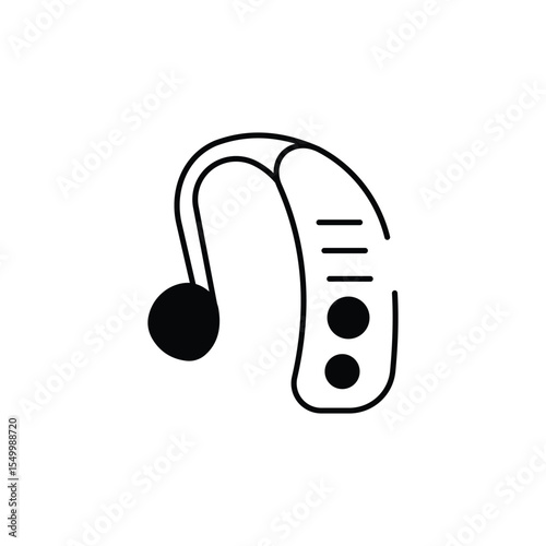 Hearing aid icon design with white background stock illustration