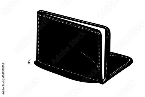 an illustration of an empty wallet for money 3d, black, empty, folder, icon, illustration, money, wallet , Generative art.