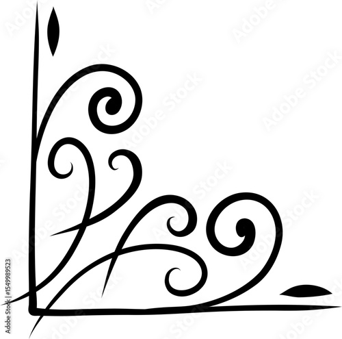 Vintage Scroll Corner Frame Featuring Leaf Motif