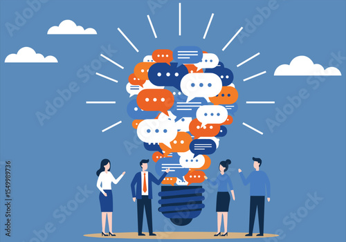 Cartoon businessman with a cloud computing concept for business success