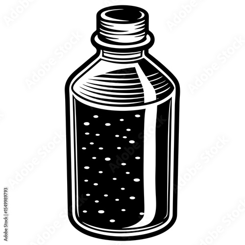 Bottle of fizzy soda drink isolated on white background in black and white