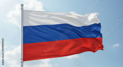 Flag of Russia. Russian flag blowing in the wind.