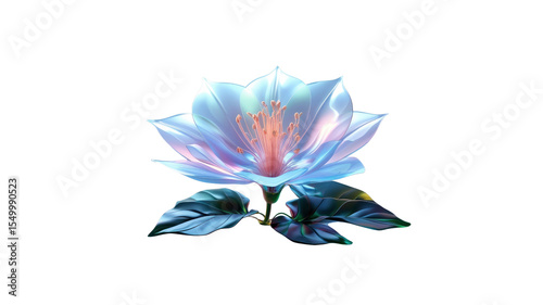 Ethereal Blue Flower Digital Art of a Luminescent Blossom