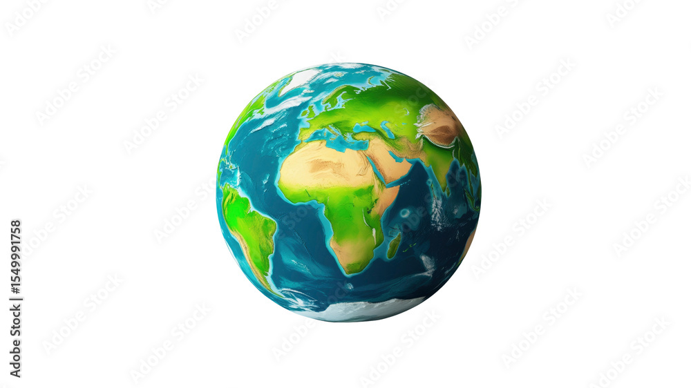 Fototapeta premium Cartoon Earth Globe, Rotating Planet, Stylized World Map