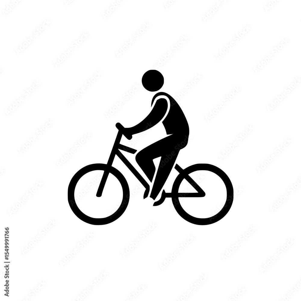 Fototapeta premium a black silhouette of a man riding a bicycle bicycle, bike, black, icon, man, person, ride, silhouette , Generative art.