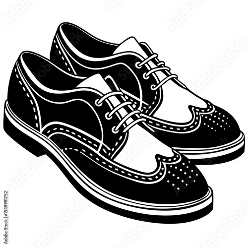Pair of classic brogue shoes isolated on white background