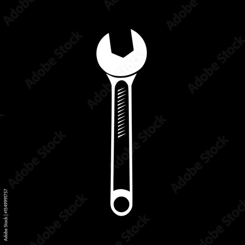 an illustration of a wrench on a black background icon, illustration, tool , Generative art.