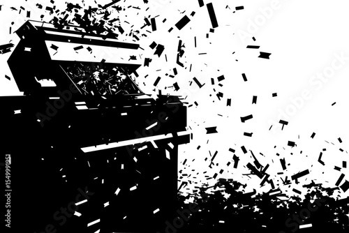 a black and white illustration of a bullet hole black, building, illustration , Generative art.