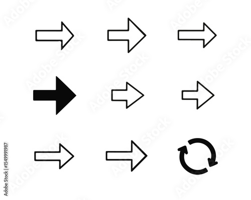 "Arrow Icons Set – Directional Vector Arrows for Navigation and UI Design"