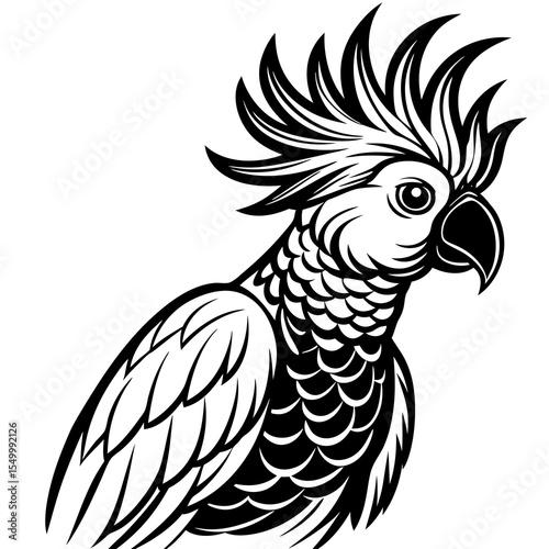 Close up of a cockatoo with a crest isolated on white background