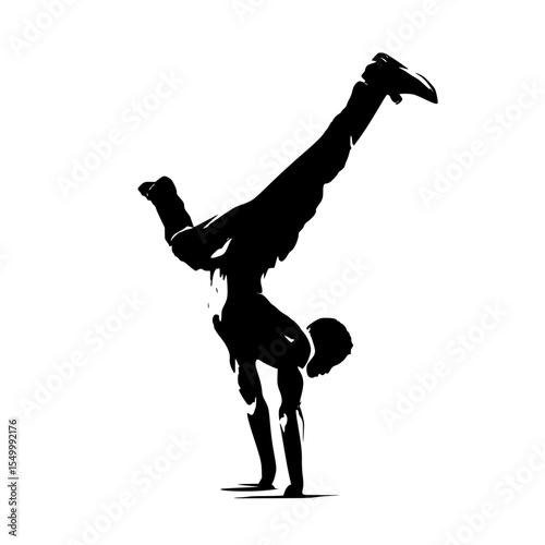 a black silhouette of a man doing a handstand on a giraffe black, giraffe, handstand, leg, man, silhouette, stand , Generative art.