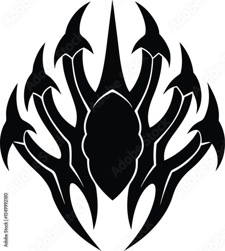 Black claw mark icon with fierce lines and pointed scratch details silhouette vector
